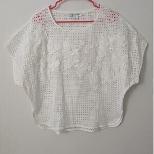 ii sisters white cotton eyelet top
